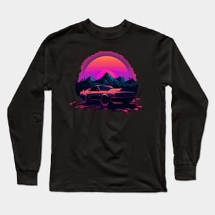 Ford Mustang Shelby synthwave sunset Long Sleeve T-Shirt